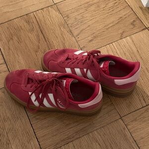 Adidas Gazelle Platform Pink and White Trainers